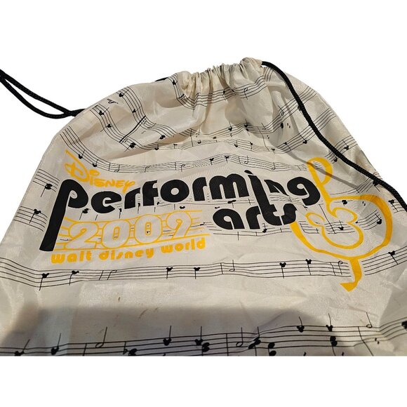 Walt Disney World Performing Arts 2009 White Black Drawstring Music Notes Bag - Picture 2 of 7